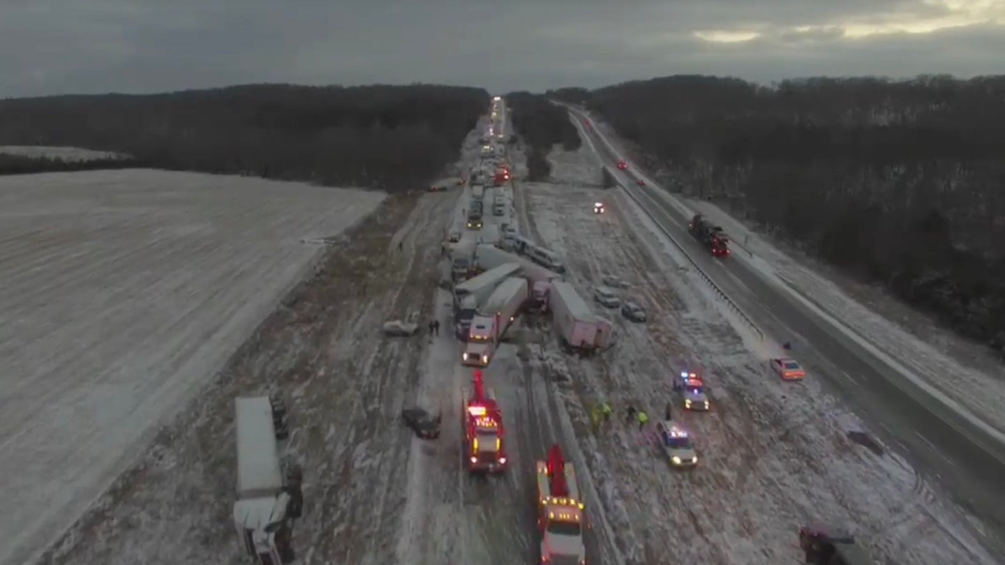 Aerial Footage of a Midwest 50-Car Pile-Up Should Reinforce Safer Driving