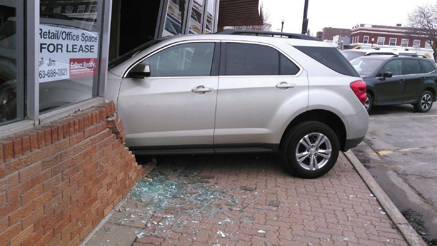 Driver Crashes Into Building During License Test