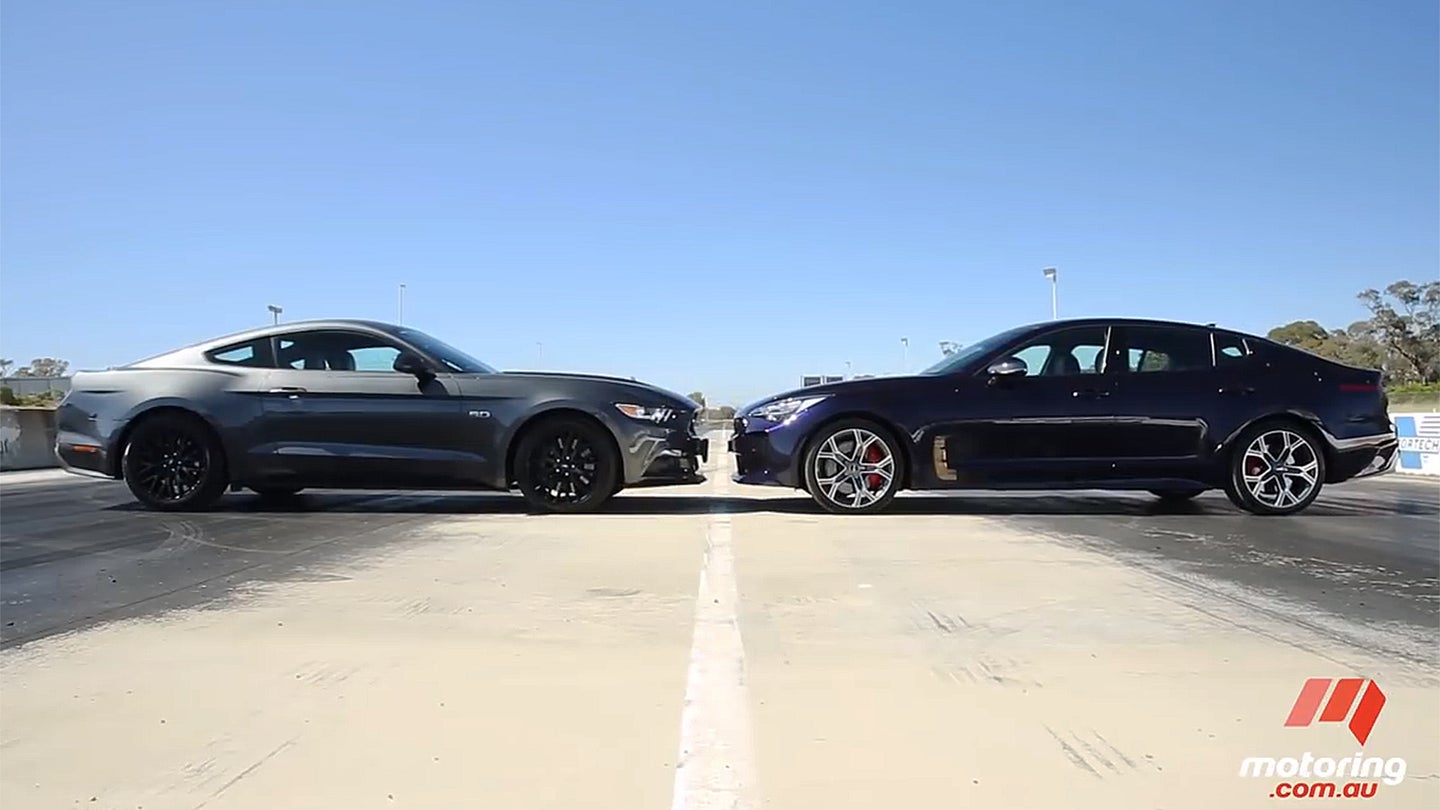 Turns Out the Kia Stinger GT Can Beat a Ford Mustang GT in a Drag Race