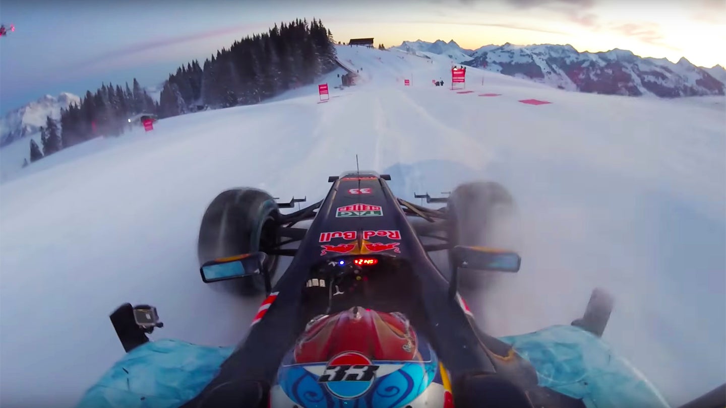 Watch the First-Person View of Max Verstappen’s Epic Ski Slope Drive in an F1 Car