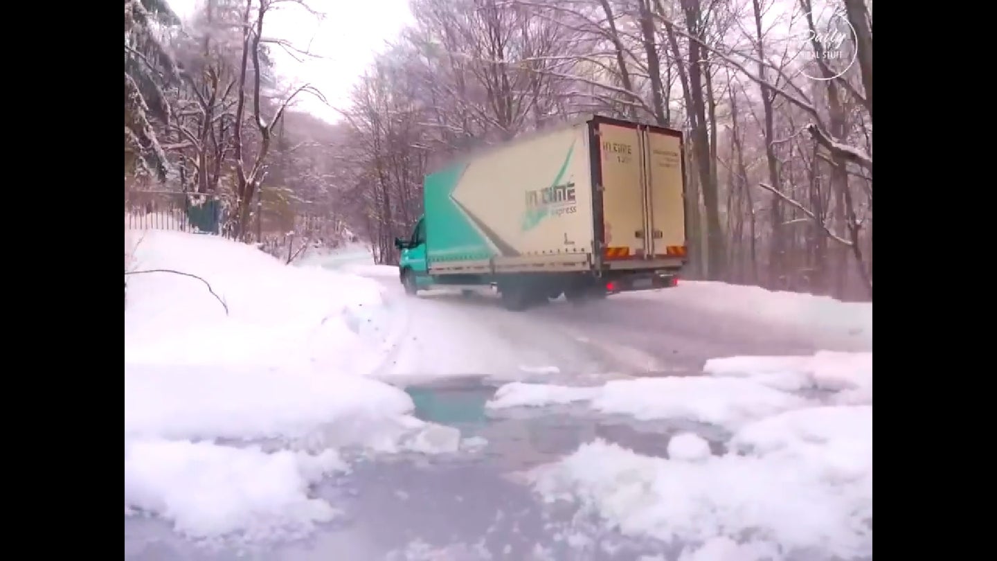 Watch This Delivery Truck Go Drifting in the Snow