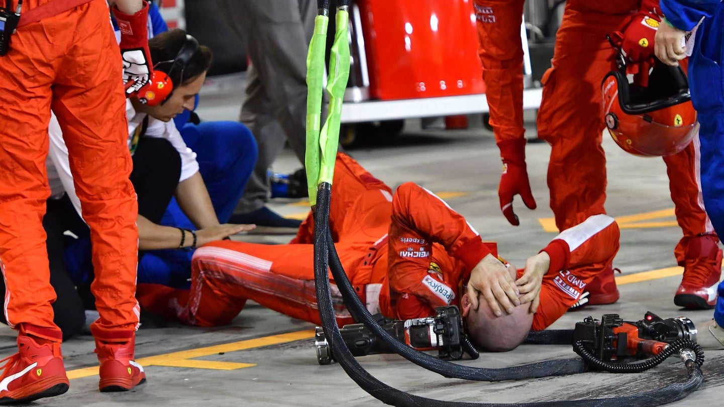 Ferrari F1 Mechanic Posts Updates After Leg Was Broken in Two Places