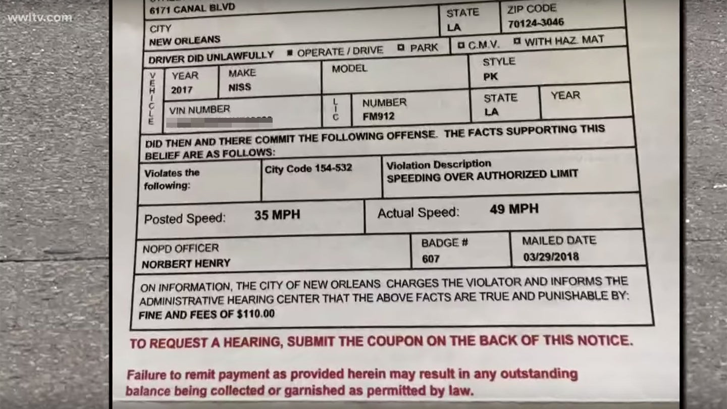 New Orleans Speed Camera Has Been Issuing Speeding Tickets to Parked Cars For Years