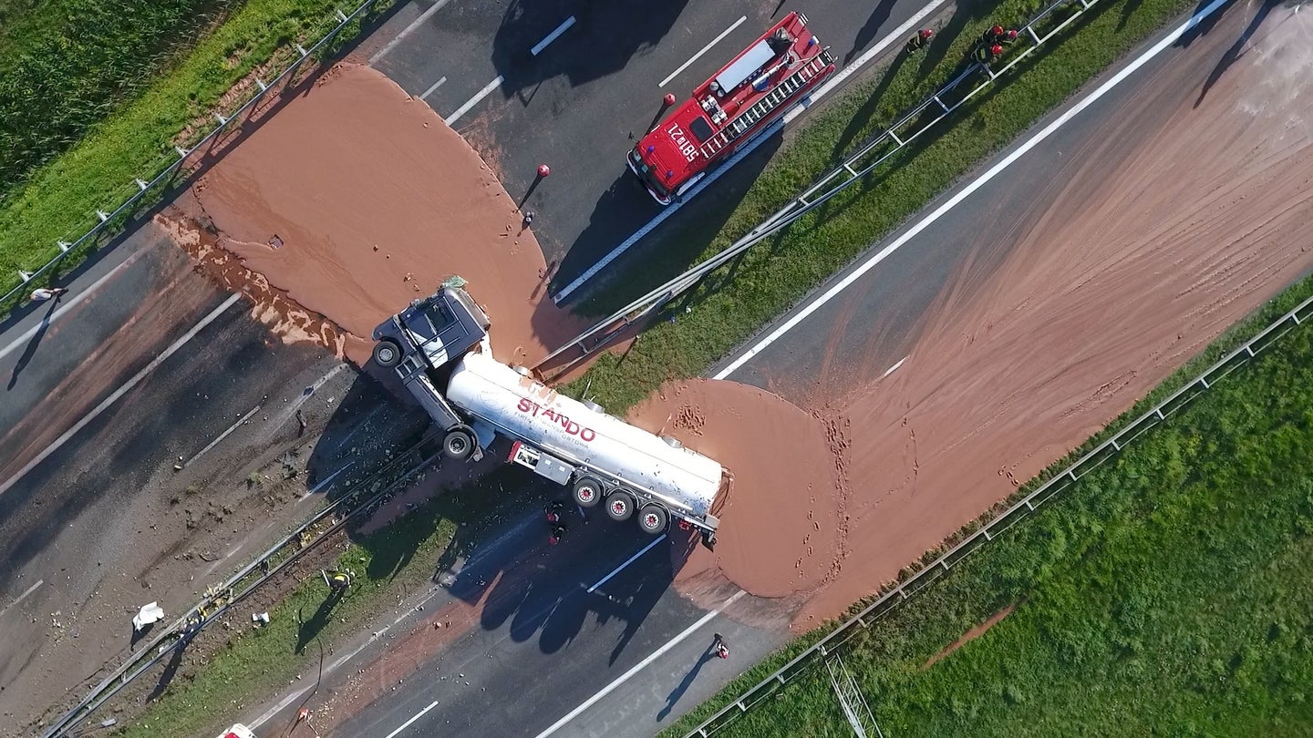 Polish Highway Closed Due to Liquid Chocolate Truck Spill