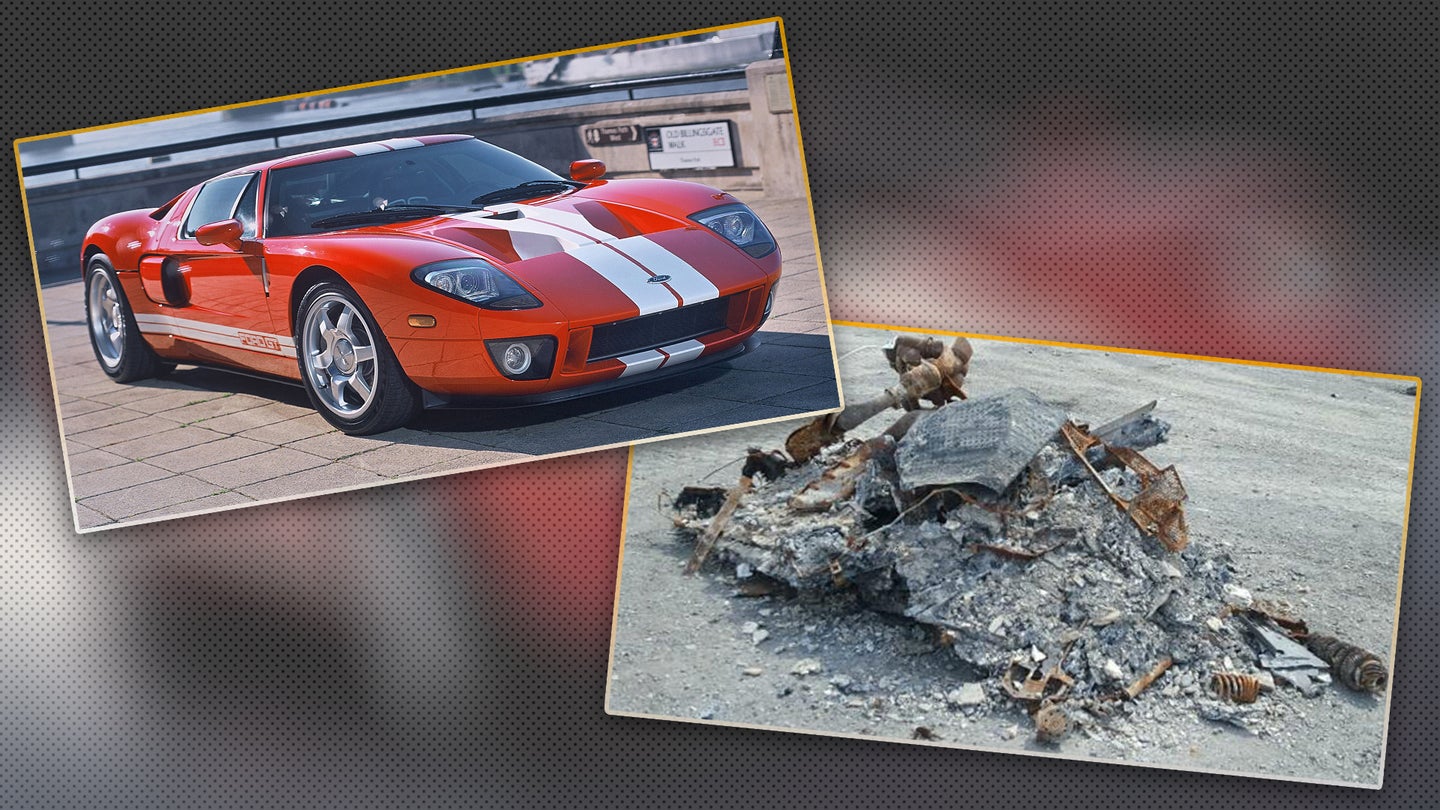 This Pile of Ash at a Salvage Auction Used To Be a 2005 Ford GT