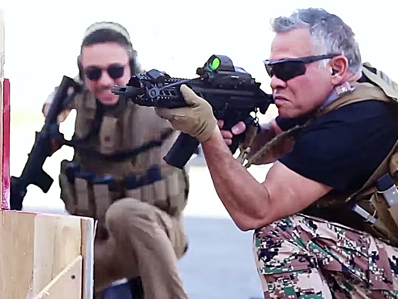 King Of Jordan Wields Unique Firearms During Son’s Birthday Shooting Drill