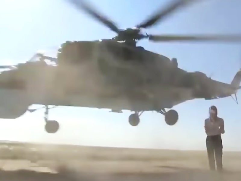 Azerbaijani Reporter Gets Way Too Close To Low Flying Hind Attack Helicopter