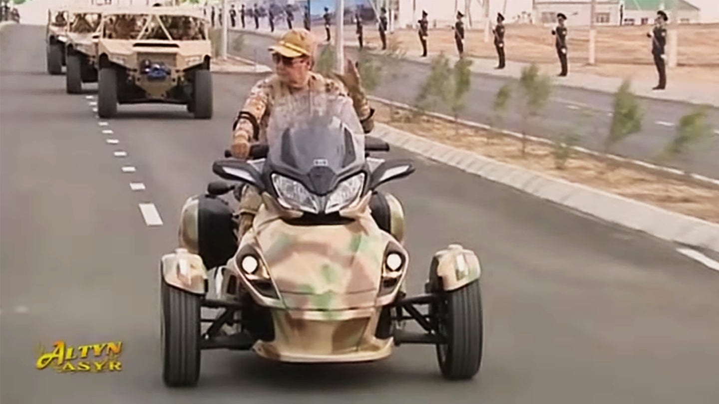 Turkmenistan&#8217;s Trike-Riding President Can&#8217;t Miss In This Horribly Awesome Propaganda Video