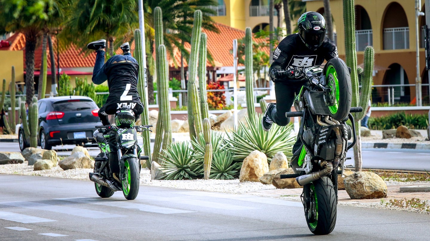 Watch Stunt Riders ‘Apex’ and ‘EDub’ Raise Hell in the Streets of Aruba on Triumph Street Triples