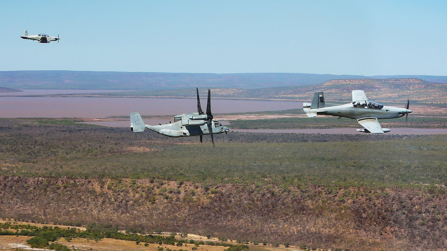 Australia&#8217;s Exercise Pitch Black Saw MV-22 Ospreys Escorted By Light Air Support Planes