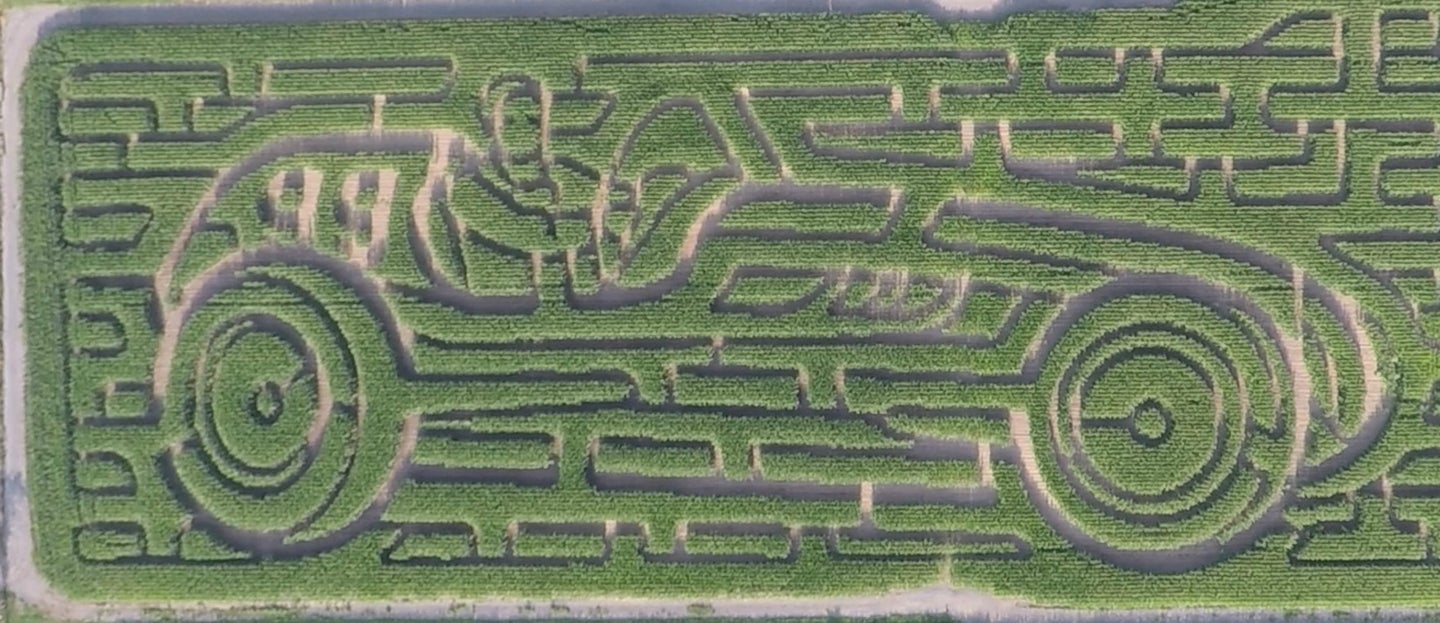 Illinois Farmer Creates Vintage IndyCar-Shaped Corn Maze
