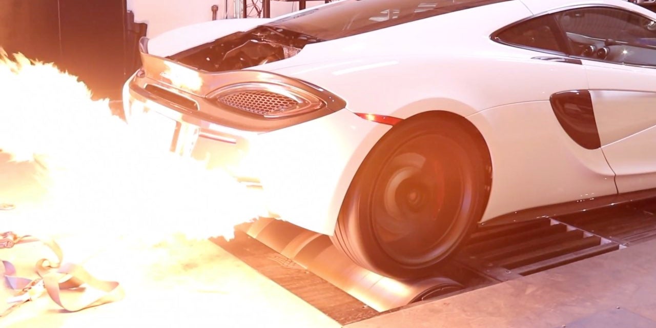 Watch a Tuned McLaren 570GT Blow Flames on a Dyno