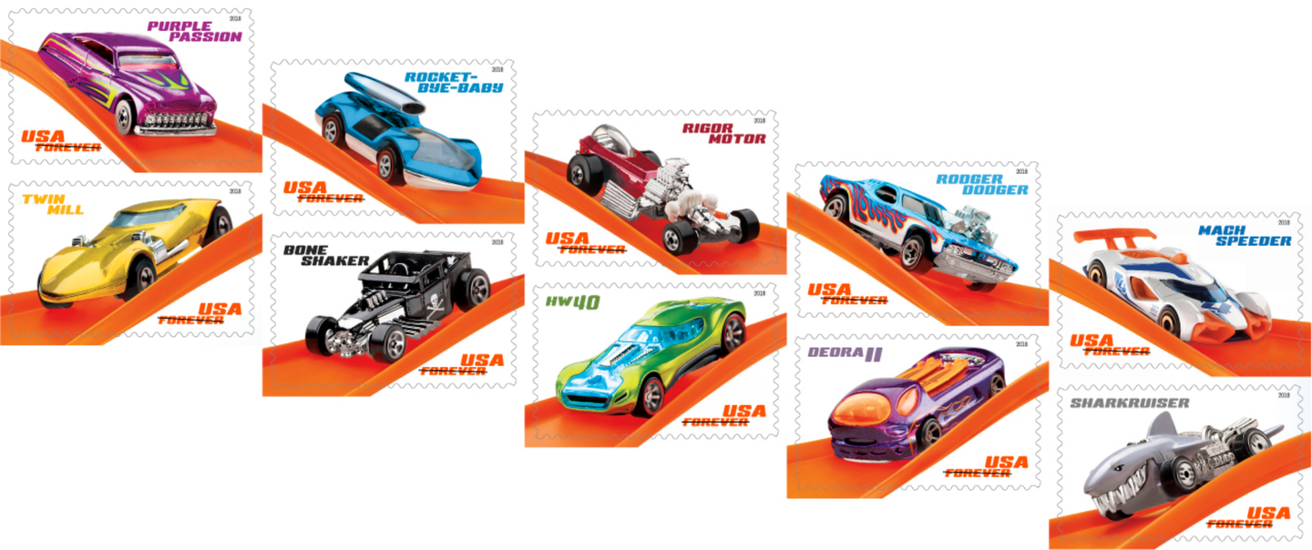 USPS Introduces Hot Wheels 50th Anniversary Forever Stamps