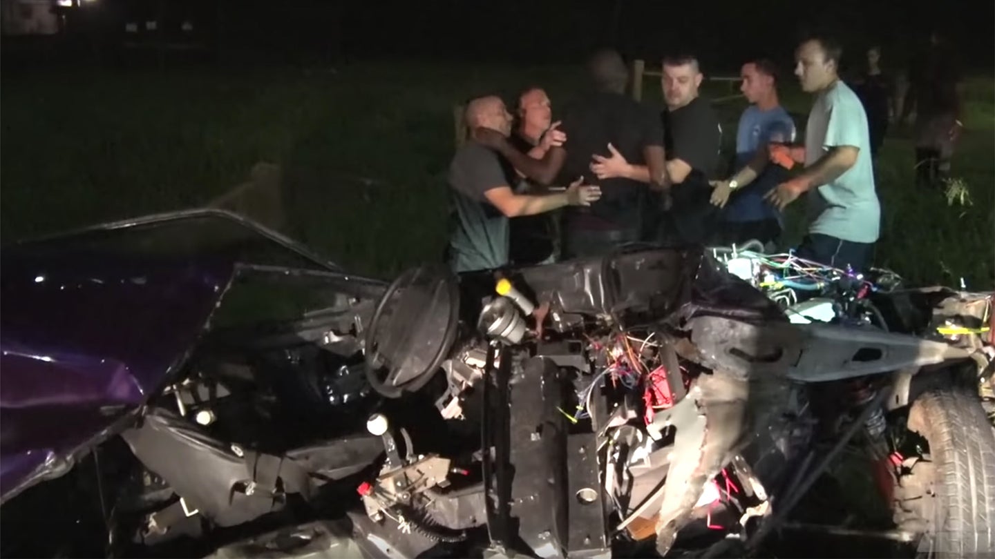 Ford Mustang Splits in Half During Illegal Street Racing Crash, Driver Walks Away