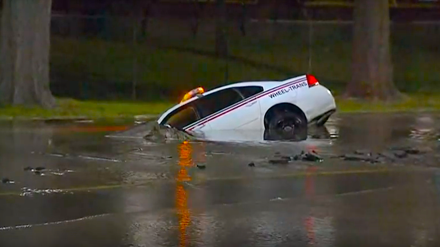 Watch a Hungry Sinkhole Nearly Swallow a Transit Official’s Car Whole in Toronto