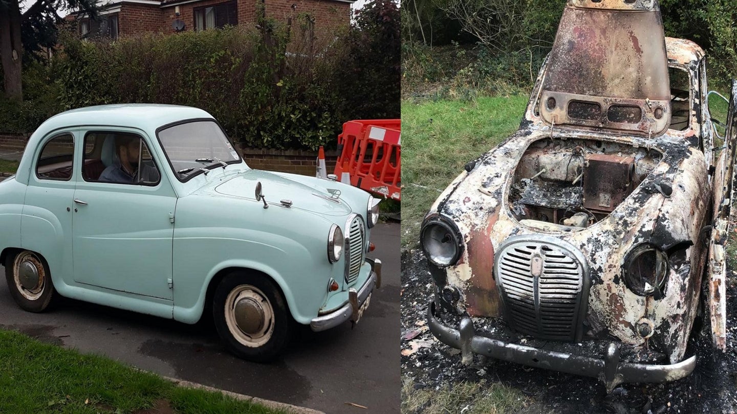 Adorable Austin A35 Stolen From Owner and Set Ablaze by Heartless Vandals
