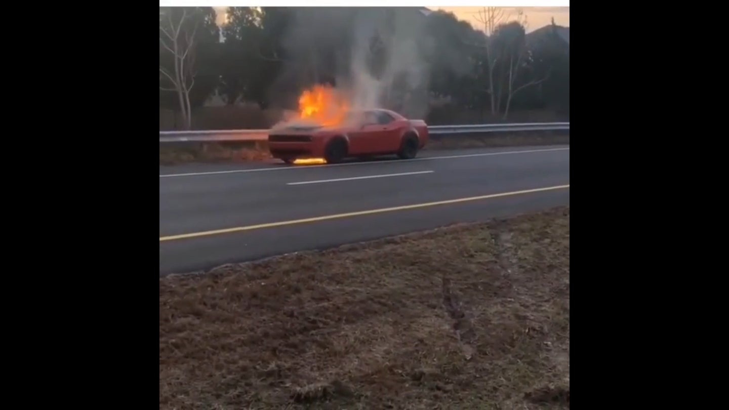Cringe in Agony as You Watch a Dodge Challenger Demon Burn to the Ground
