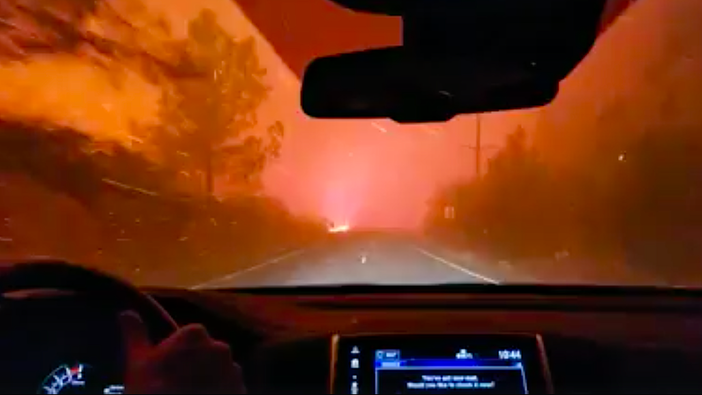 Watch This Car’s Hair-Raising Escape From a Northern California Wildfire