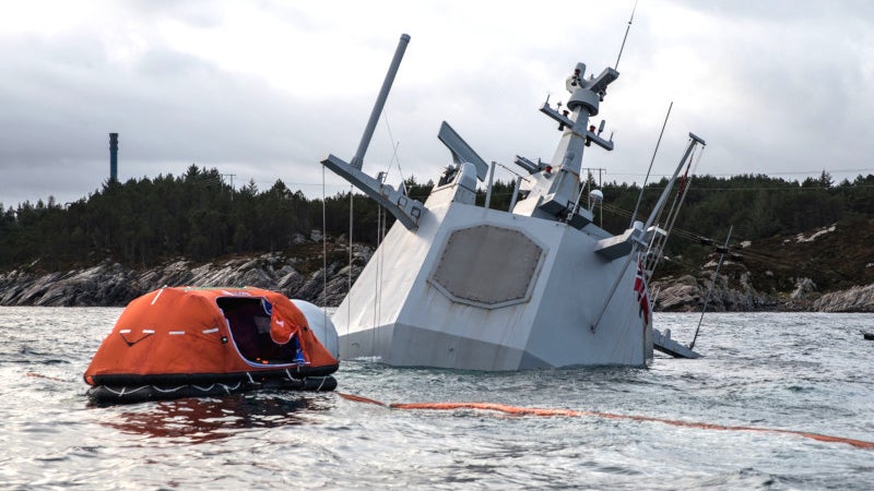 Stricken Norwegian Frigate Has Almost Completely Sunk After Its Anchor Wires Snapped