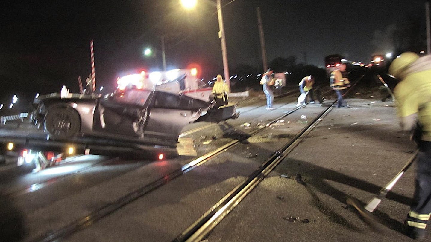 Amtrak Train Slices Stuck Dodge Charger in Half, Driver Hospitalized