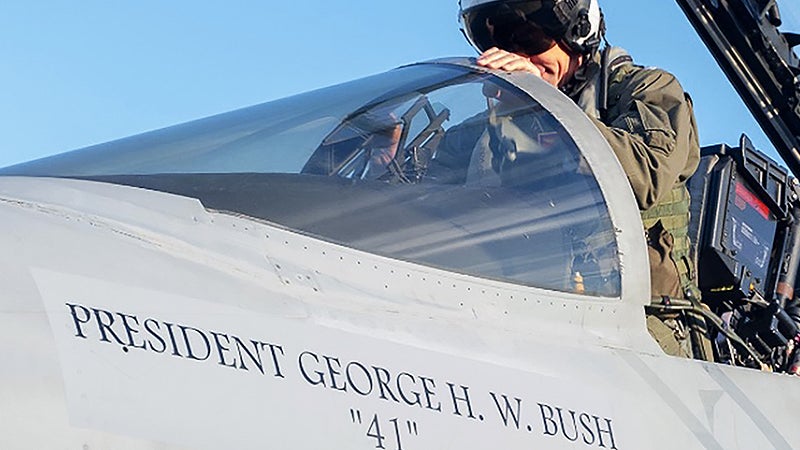 Navy Hornet Adorned With George Bush&#8217;s Name To Lead 21 Jet Flyover For Presidential Funeral