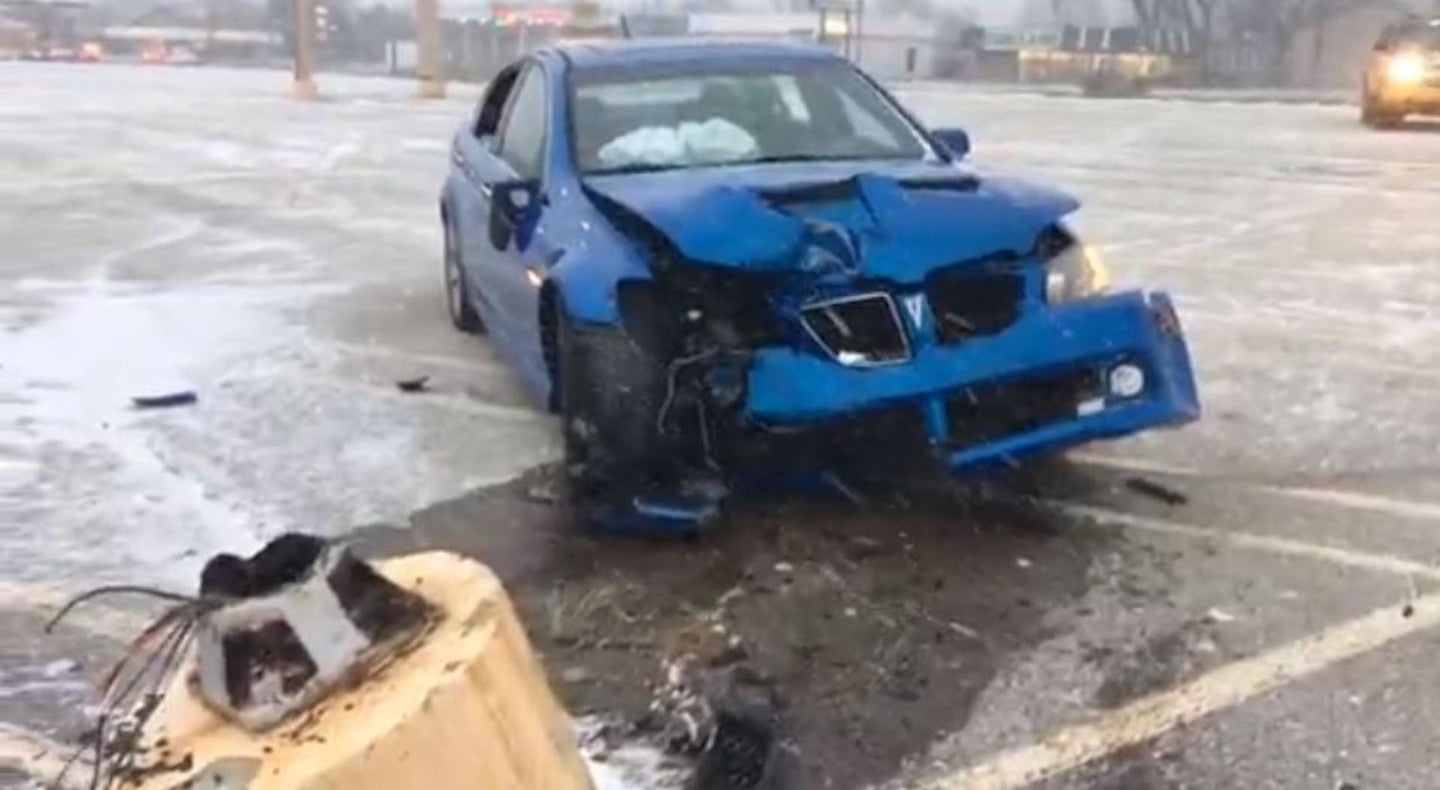 Ohio Man Drifts Just-Bought Pontiac G8 Into Pole, Sends Himself and His 2 Kids to Hospital