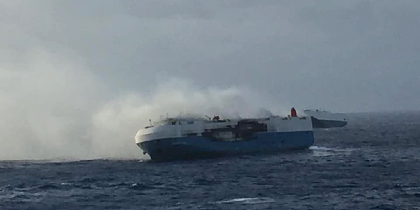 Cargo Ship Carrying 3,500 Nissan Cars Ablaze and Adrift in the Pacific Ocean
