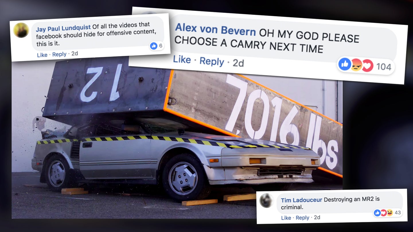 Toyota MR2 Fans Attack &#8216;MythBusters Jr.&#8217; on Facebook For Crushing Original Model with Giant Domino