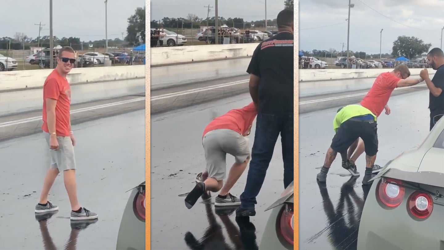 Florida Man Gets Stuck to Prepped Drag Strip Surface at the GT-R World Cup