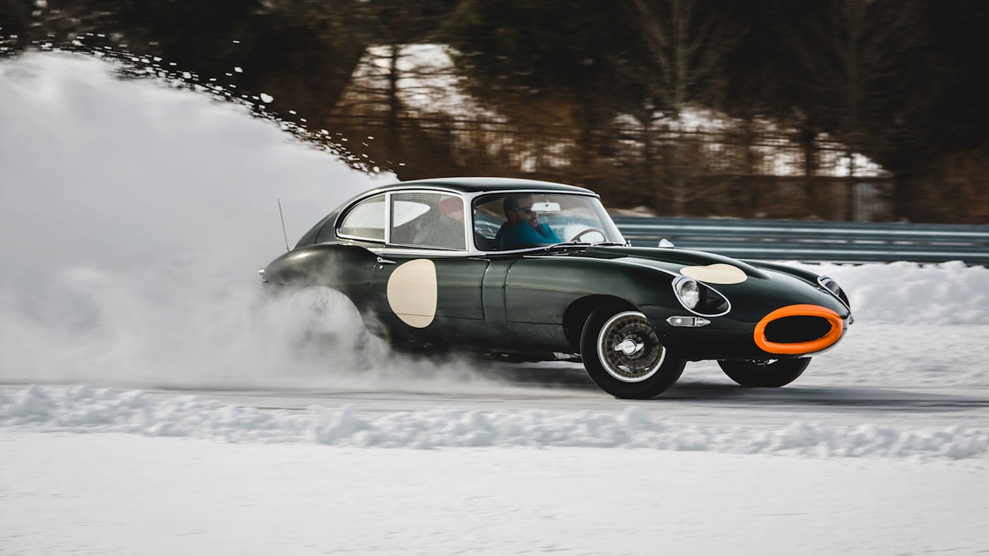 Watch a Jaguar E-Type, a Ford Raptor, and Porsches Galore Dance in the Snow at Monticello Motor Club