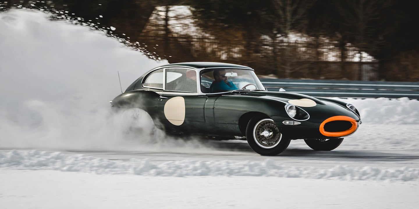 Watch a Jaguar E-Type, a Ford Raptor, and Porsches Galore Dance in the Snow at Monticello Motor Club