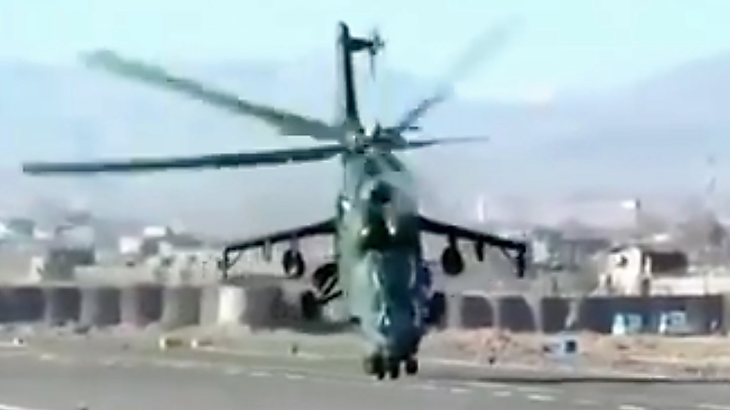 Watch This Mi-24 Hind Attack Helicopter Make A Super Aggressive Running Takeoff