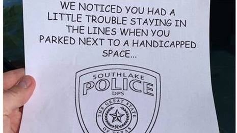 Texas Police Issues Prank Coloring Tickets to Help Bad Drivers Park Like God Intended