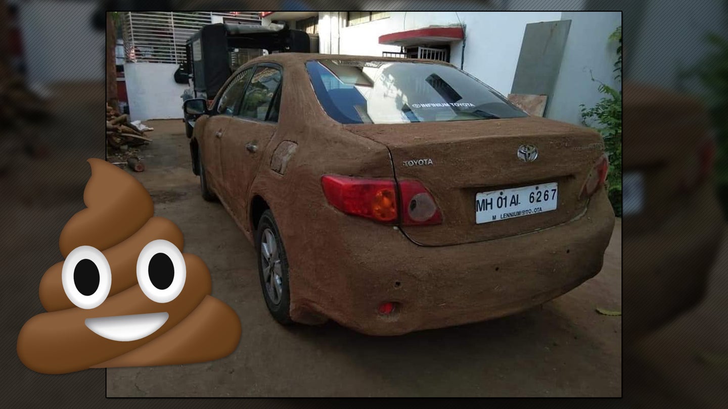 Someone Covered Their Toyota Corolla in Cow Poop to Keep Cool During the Hot Summer