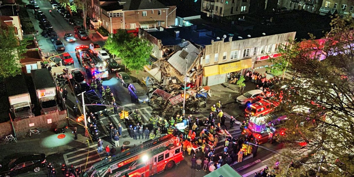 Speeding BMW Causes Brooklyn Building to Collapse Spectacularly After Heavy-Hitting Crash