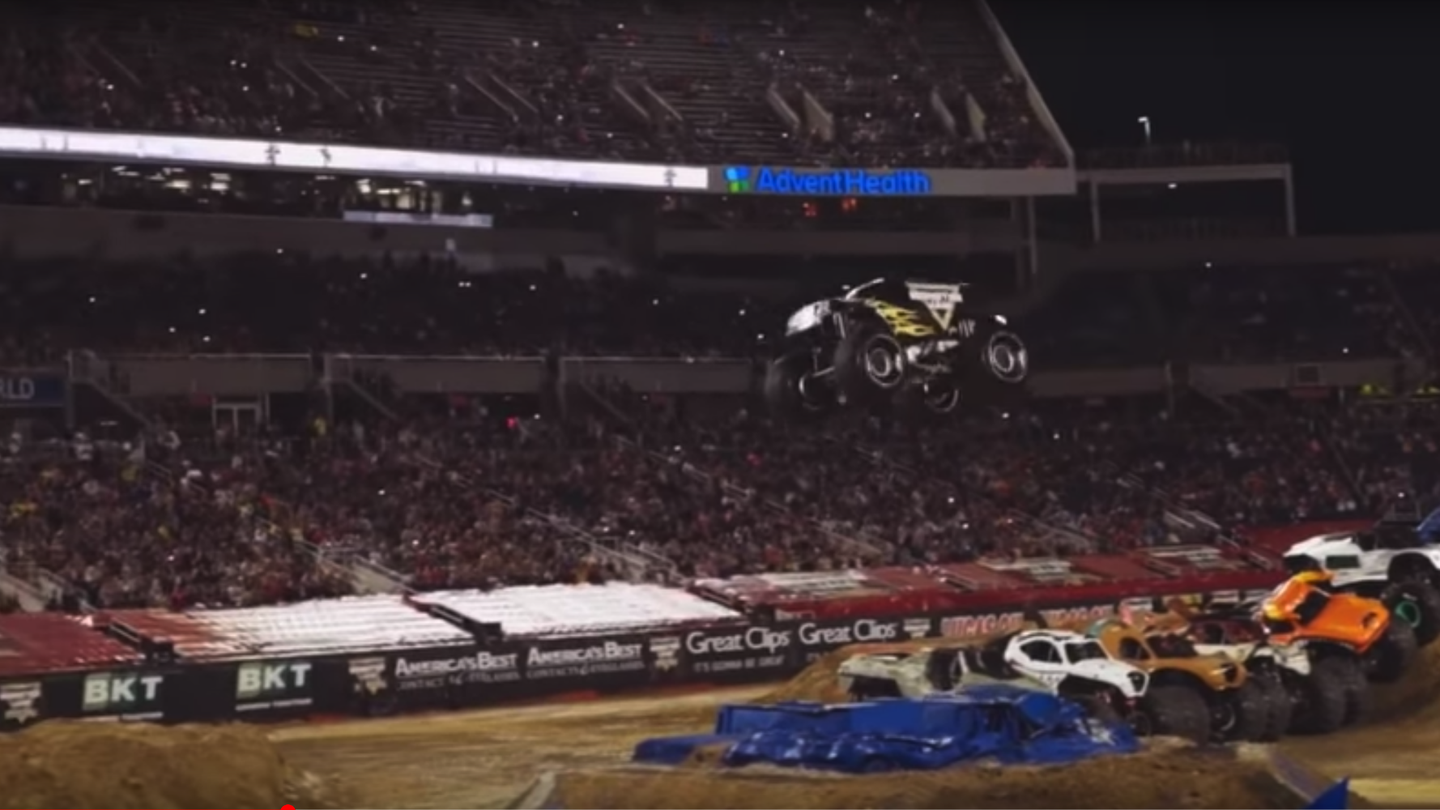 Watch a Monster Truck Pull off a Ridiculous 144-Foot-Long Jump and Break a World Record