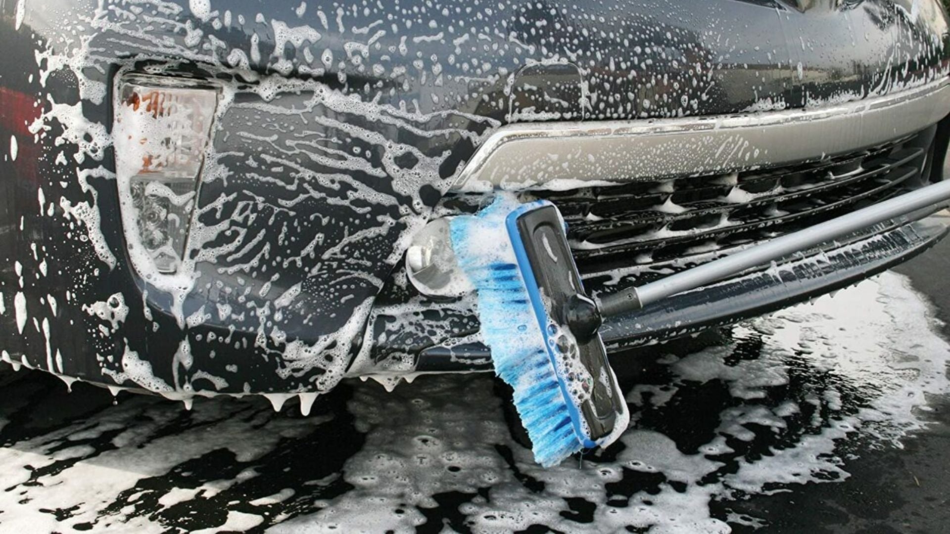 Forgrace Flow-Thru Heavy Duty Car Wash Brush Head with Soft Bristle Tri-Level Dip Auto Wash Brush Car Exterior Washing 11.5 Inch Green 