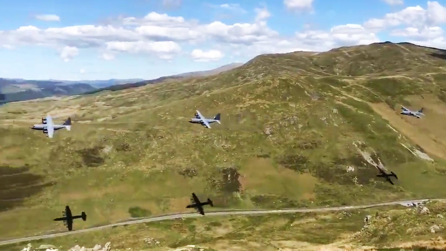 Watch Four U.S. Special Operations C-130s Roar Through A Valley Together In The U.K.