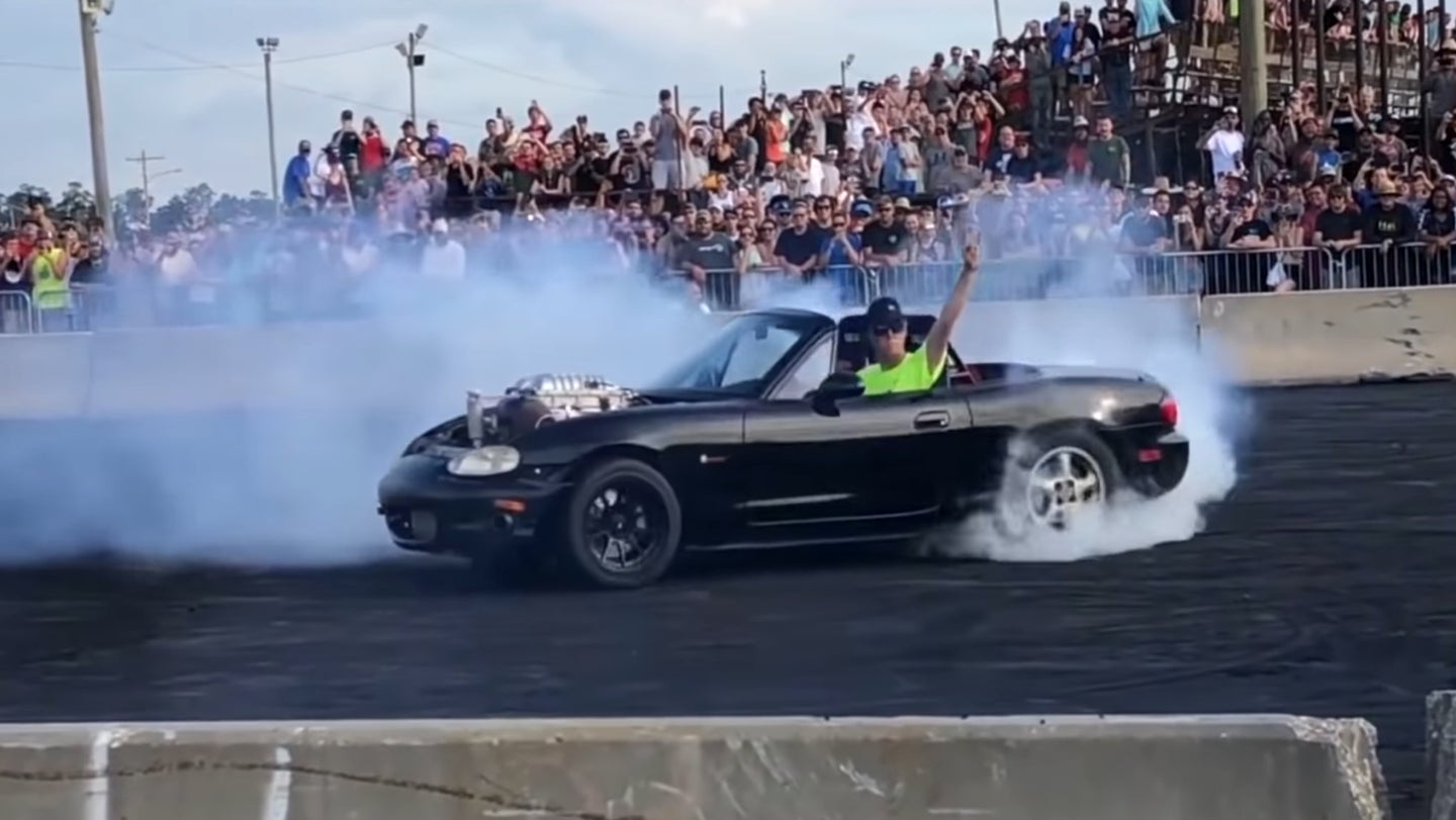 Watch This 707-Horsepower Supercharged Hellcat V8-Swapped “Hellkitty” Miata Absolutely Shred