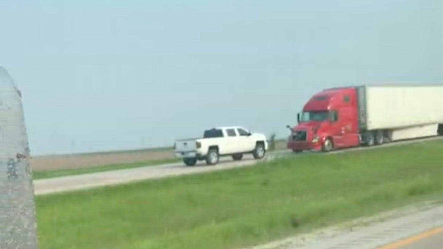 Petrifying Video Shows Drunk Chevrolet Silverado Wrong-Way Driver Colliding With Semi-Truck Head-On