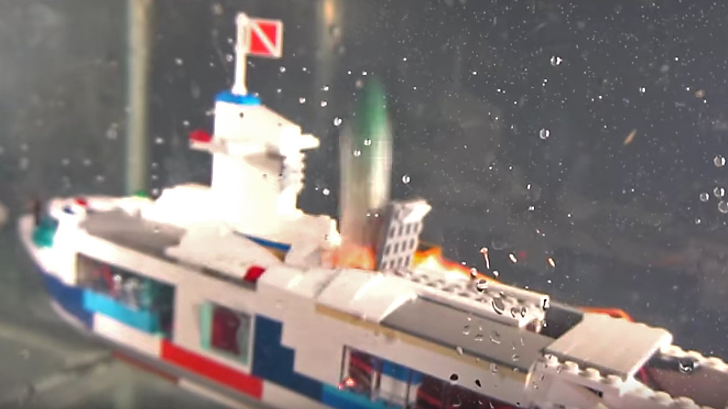 Dude Makes Crazy Ballistic Missile Launching Lego Submarine Then Depth Charges It To Bits