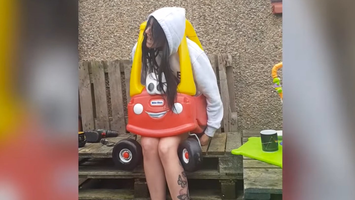 Woman Attempts to Squeeze Into Little Tikes Car, Gets Stuck Like You Knew She Would