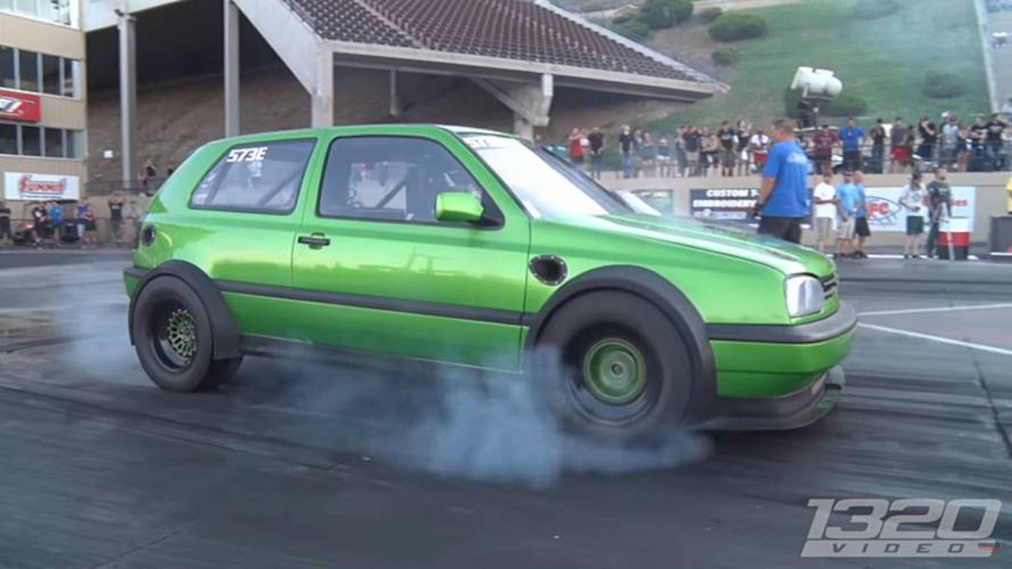 Watch This Twin-Engined, 1,600-Horsepower VW Golf GTI Destroy the Quarter-Mile in 9 Seconds