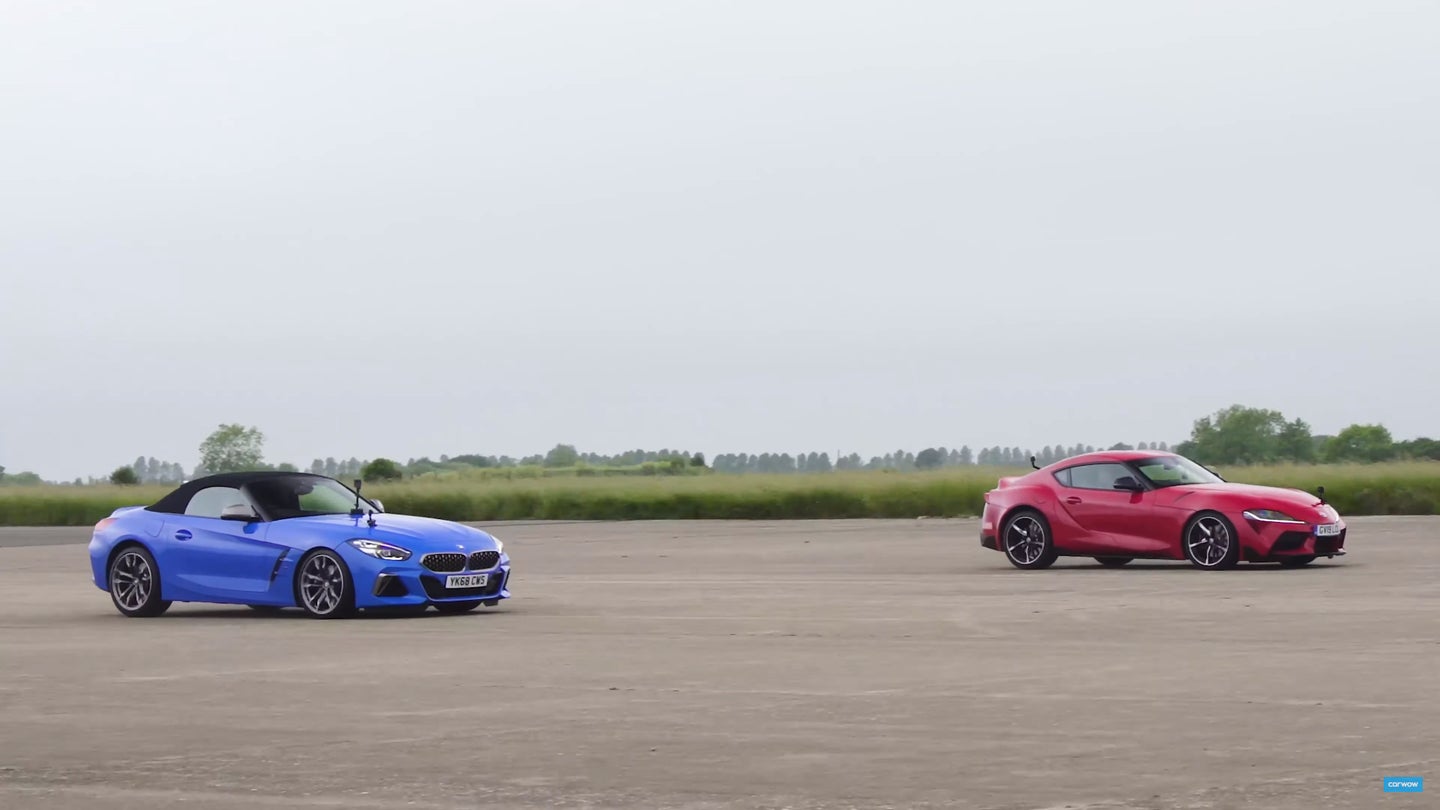 Watch How the 2020 Toyota Supra Compares to Its BMW Z4 Sibling in an All-Out Drag Race