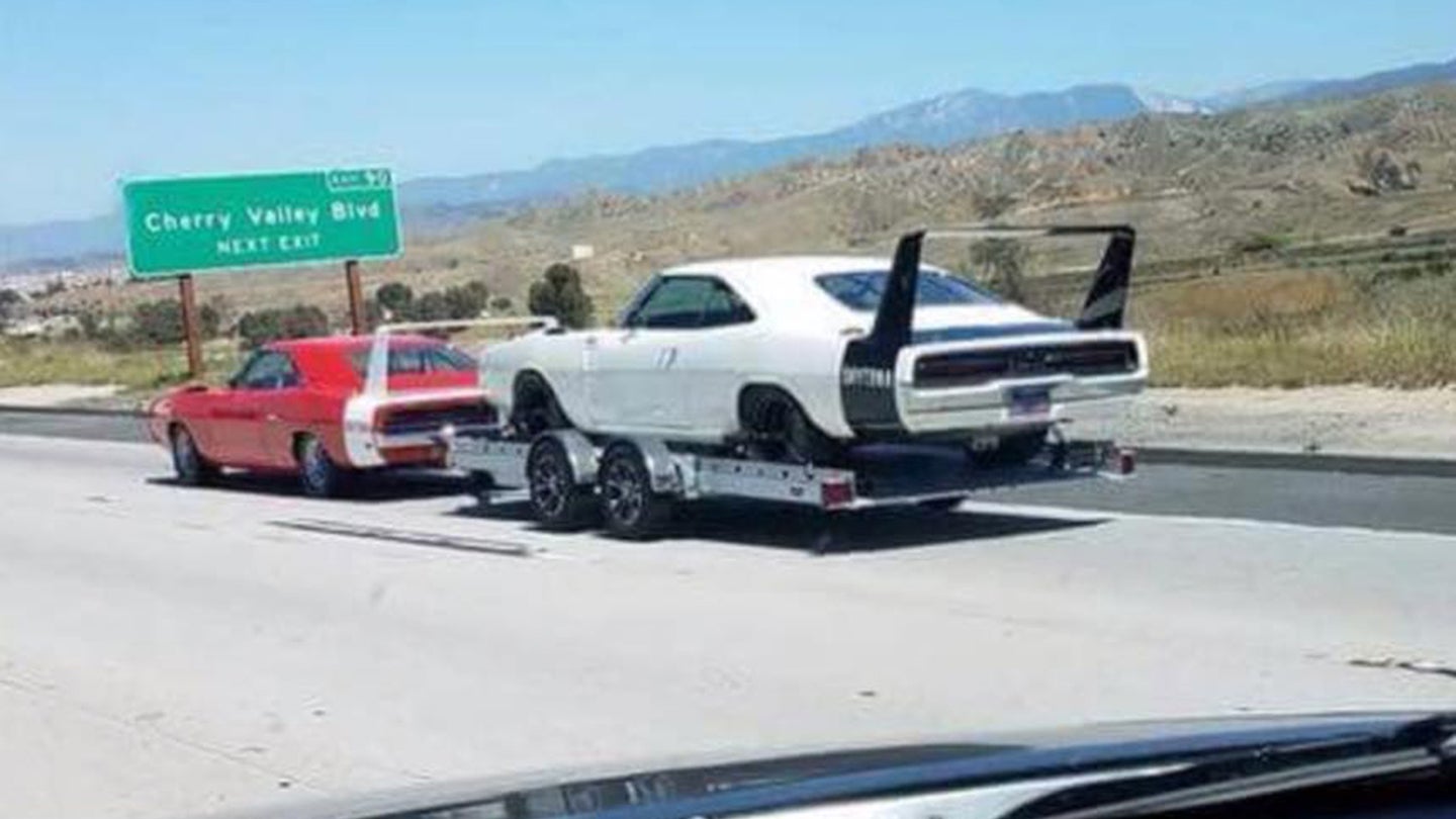 This Photo of a 1969 Dodge Charger Daytona Towing Another Charger Daytona Is Real