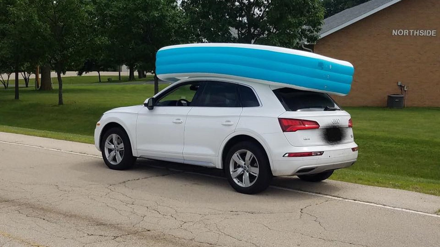 Illinois Mom Arrested After Letting Kids Ride in Empty Pool Strapped to Audi Q5 Roof