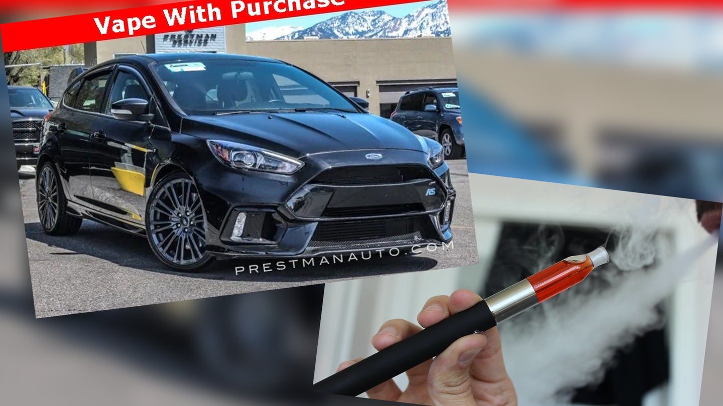 Sale Ad for 2016 Ford Focus RS Promises Free Vape Pen With Purchase