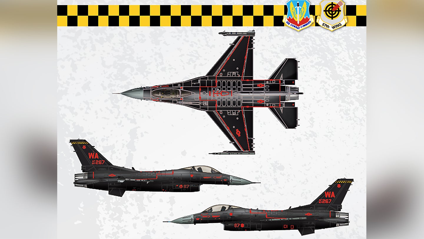 New Black And Red Aggressor Paint Job Slated For Nellis Based F-16 Adversary Jet