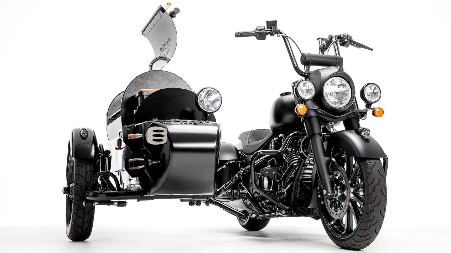 Motorcycle-Riding Genius Builds Indian Springfield Dark Horse With Traeger Grill Sidecar