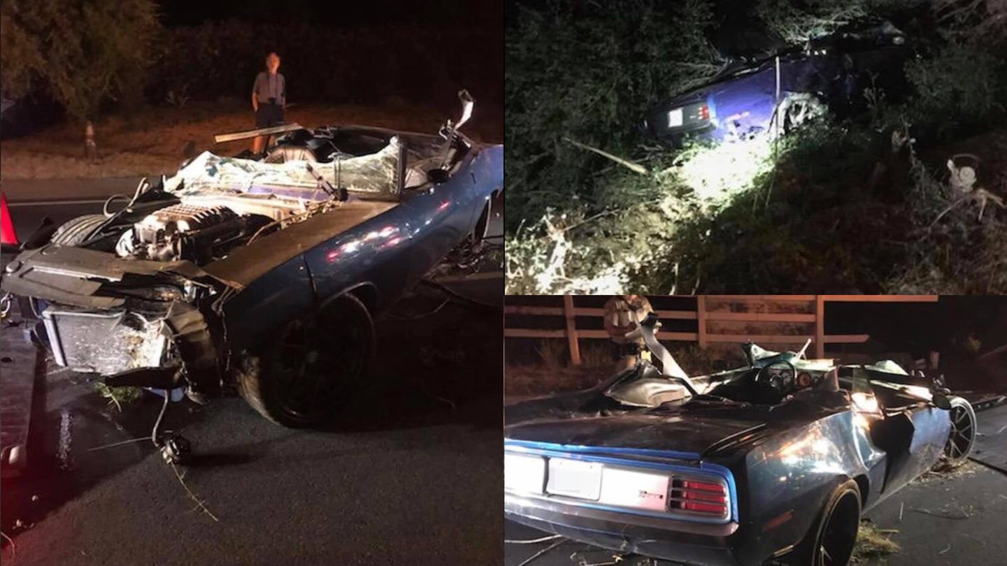 Kevin Hart’s Hellcat-Powered 1970 Plymouth Barracuda Totaled in Rollover Crash on Mulholland